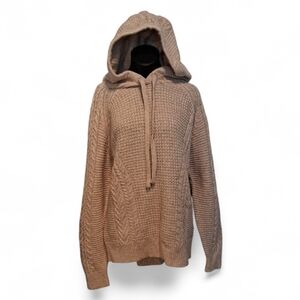 CHARLIE B Cream Cable Knit  Sweater With Hood 6597